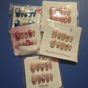 5 Sets Assorted Pink, Blue, And Red Nail Art Set
